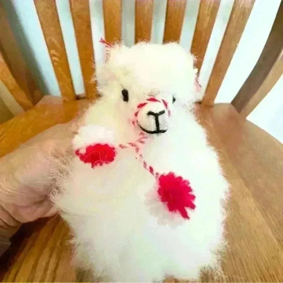 🌈 6/$60, Genuine 100% Llama Fur Toy, Handmade, White - Picture 3 of 7